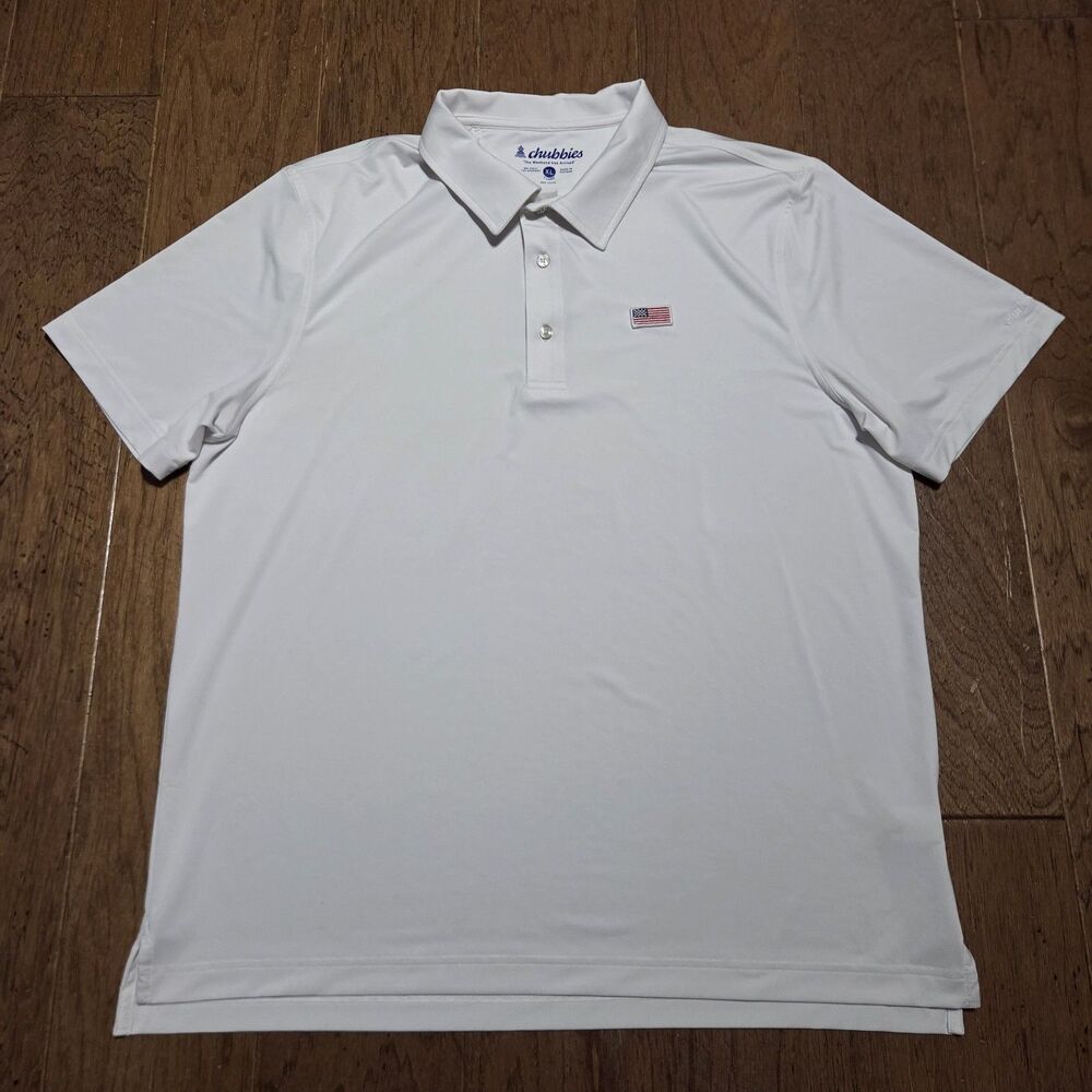 Chubbies Mr. Fantastic USA Performance Golf Polo Shirt White Sz XL